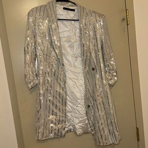Zara Silver Sequin Blazer